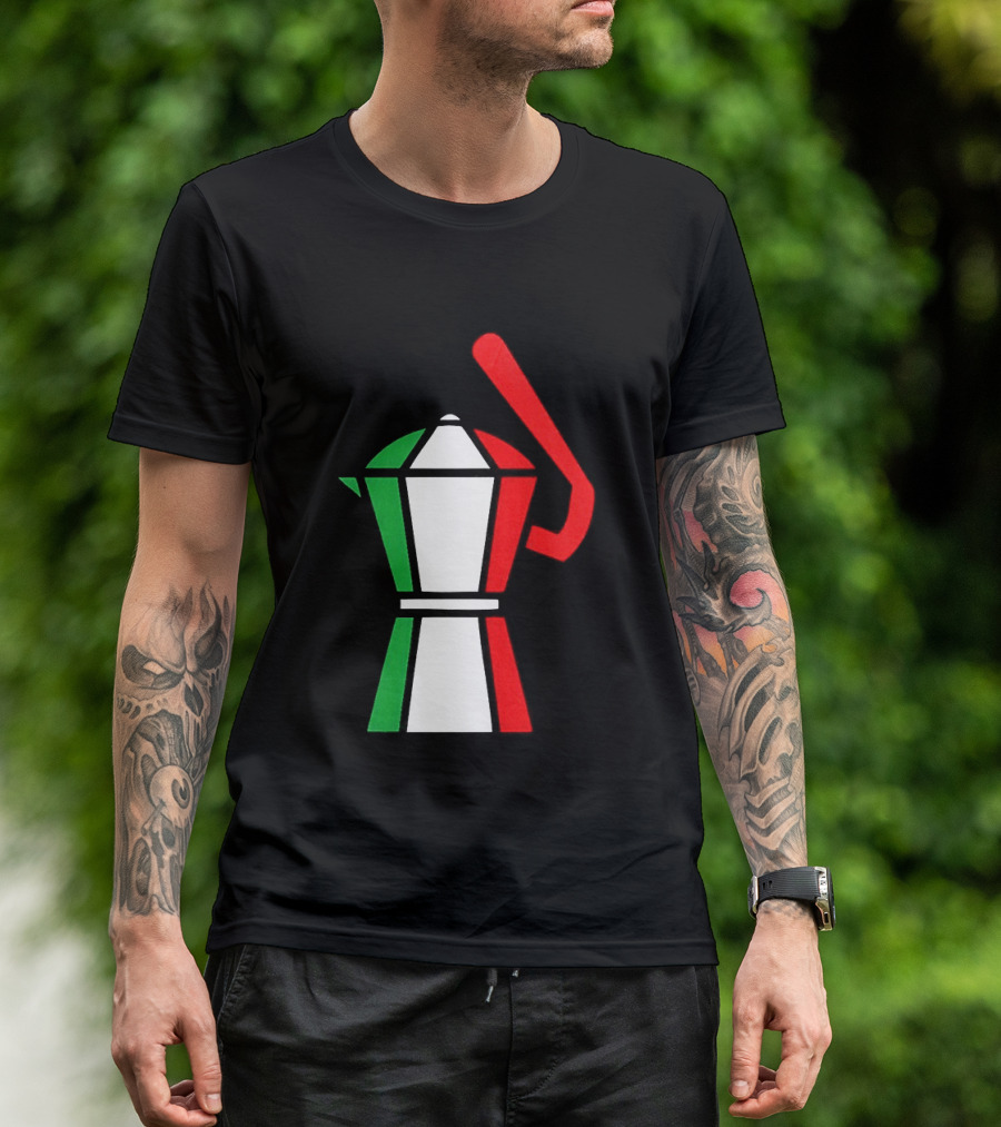 Italy Coffee Pot Italian Flag Colors White T-Shirt