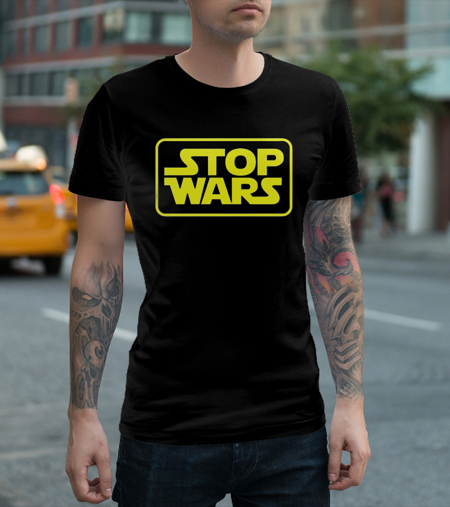 Stop Wars Yellow Text Block T-Shirt