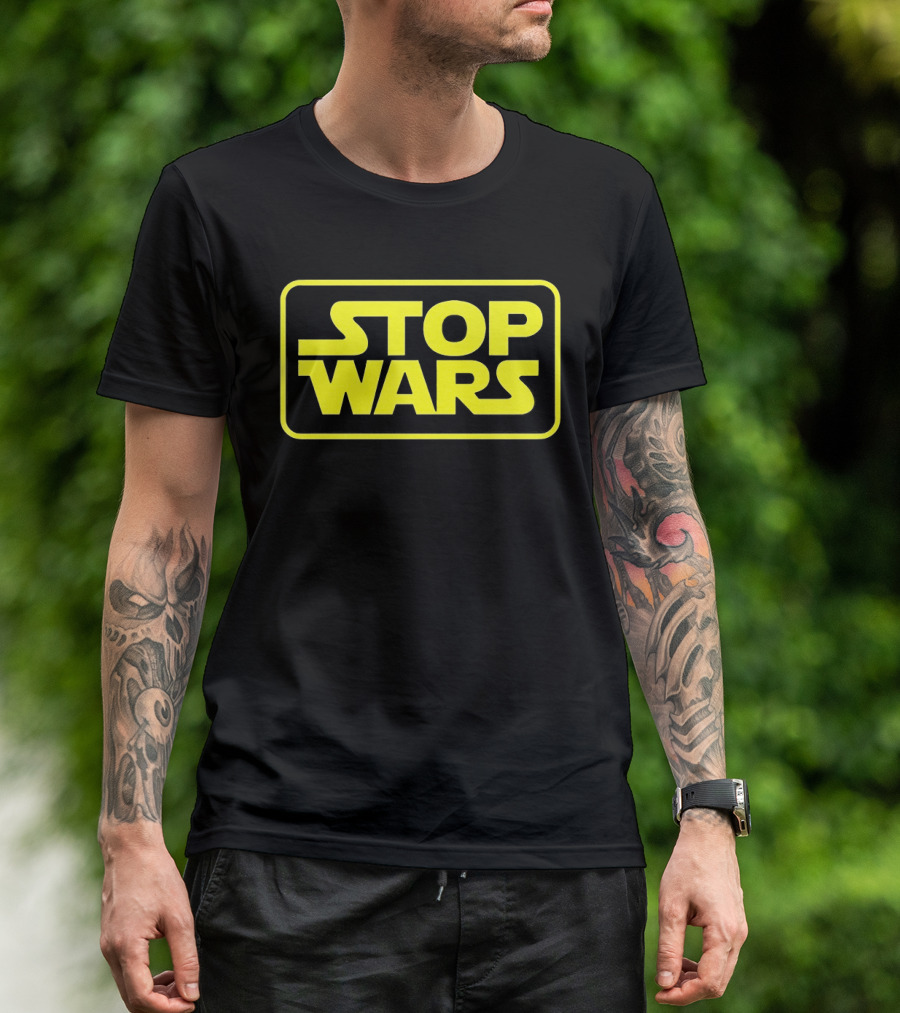 Stop Wars Yellow Text Block T-Shirt