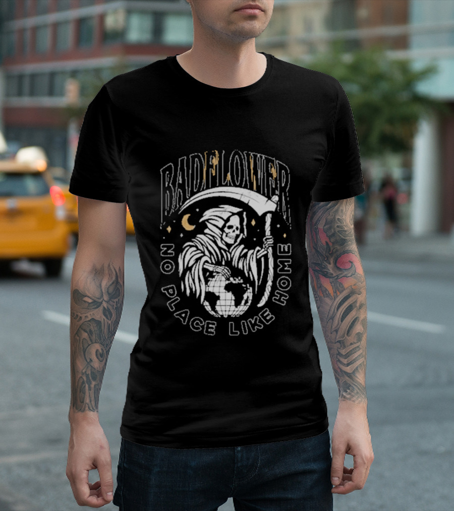Badflower No Place Like Home Reaper Moon Scythe Earth T-Shirt