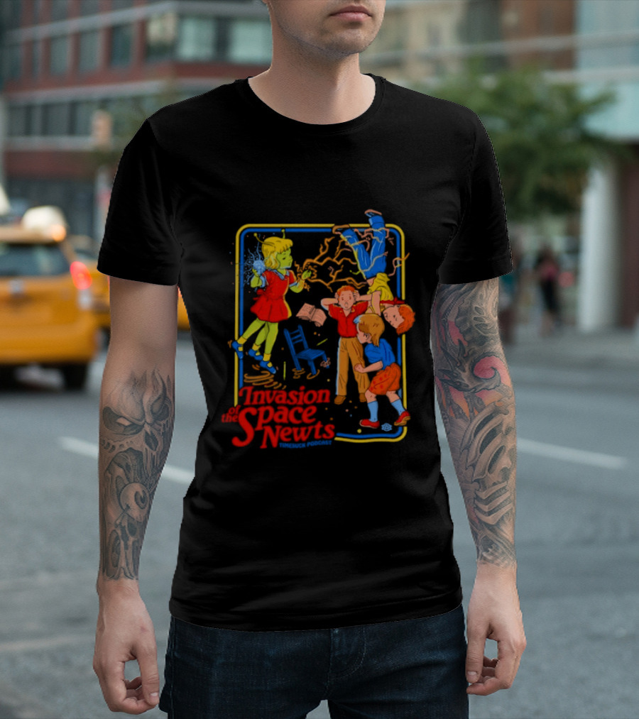 Invasion Of The Space Newts Retro Sci Fi Kids Adventure T-Shirt