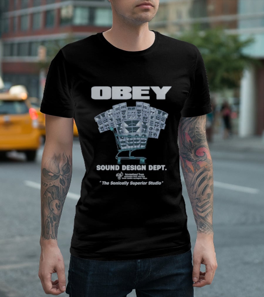 Obey Sound Waves Department Music Shopping Cart Revolution T-Shirt