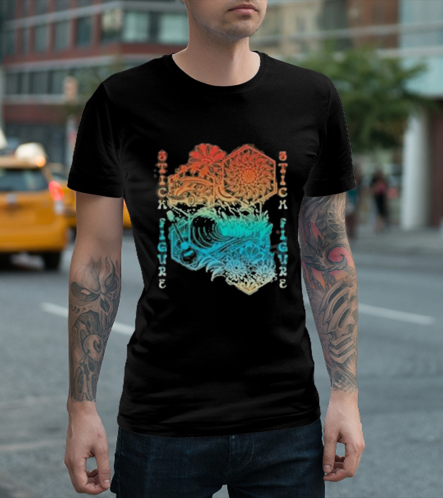 Stick Figure Coastal Cruiser Sun And Waves T-Shirt