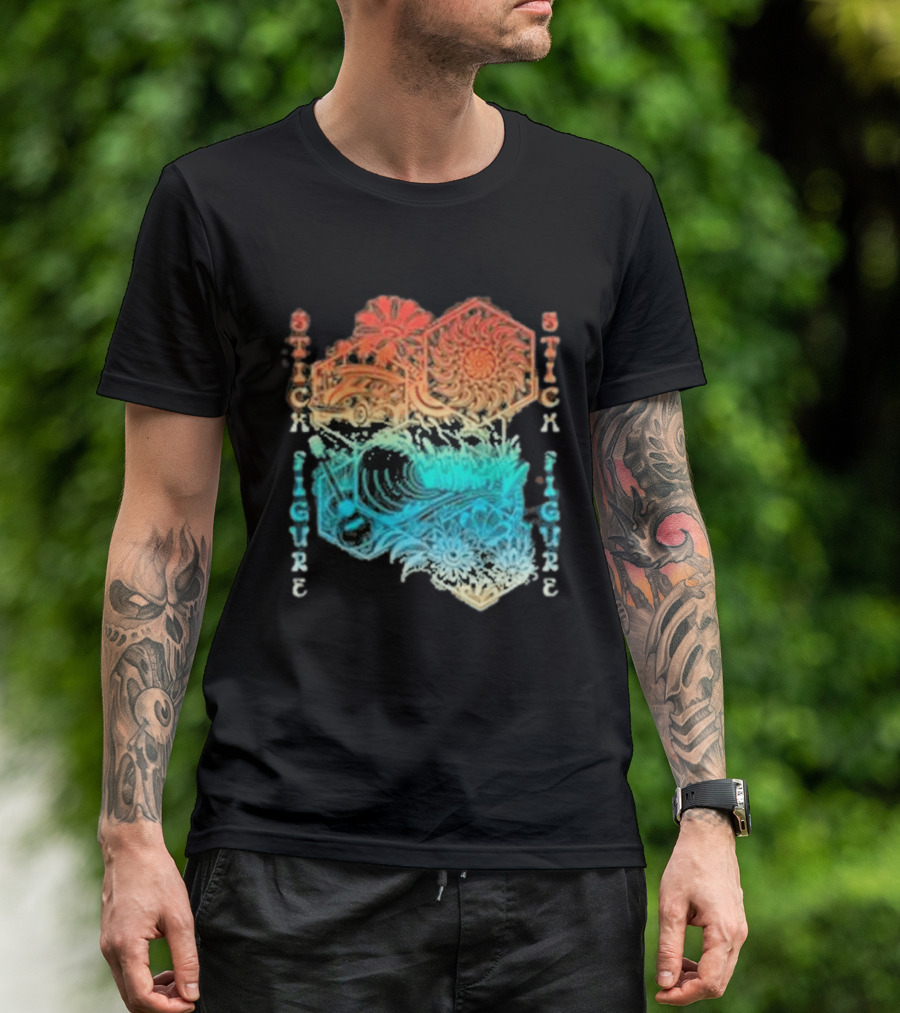 Stick Figure Coastal Cruiser Sun And Waves T-Shirt