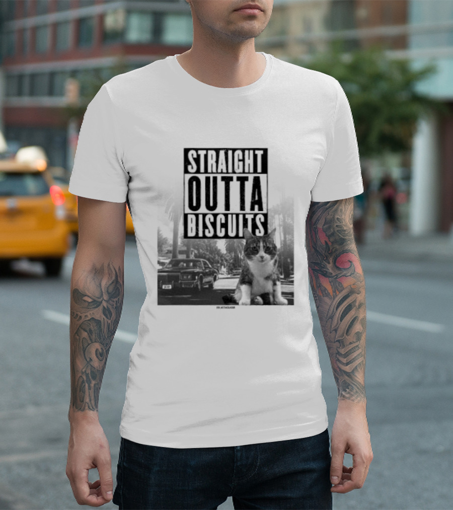 Straight Outta Biscuits Dr. Matt McGlasson Cat Humor T-Shirt