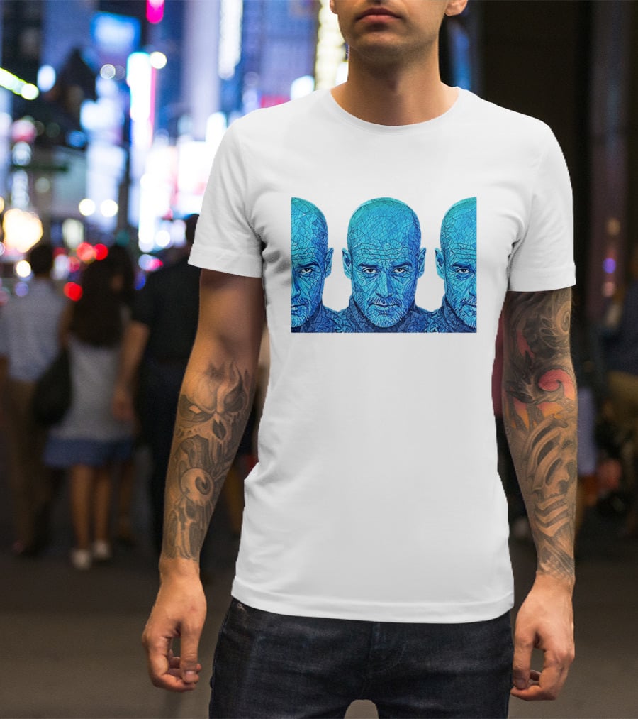 Manchester City FC Pep Guardiola Mosaic Style Blue T-Shirt