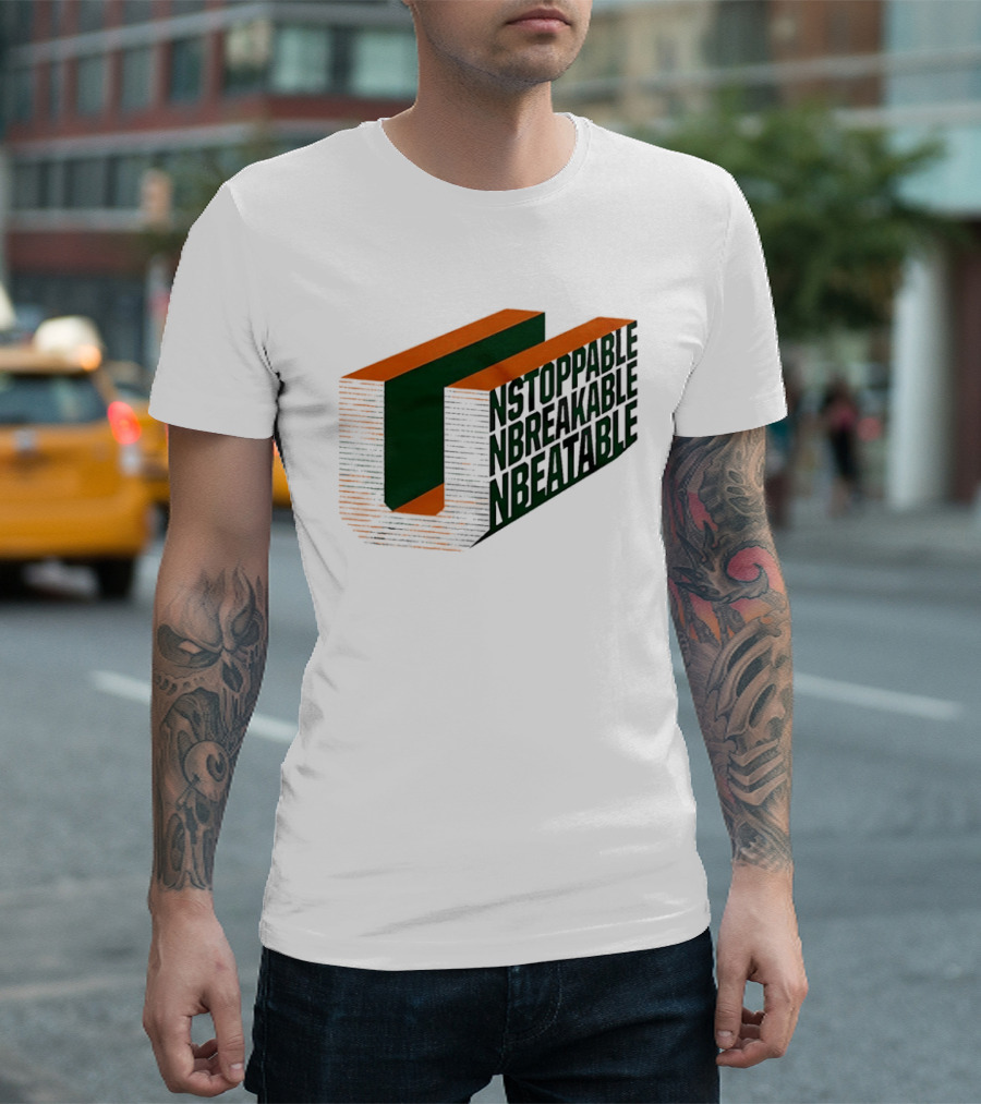Unstoppable Unbreakable Unbeatable Bold 3D Text Optical Illusion T-Shirt