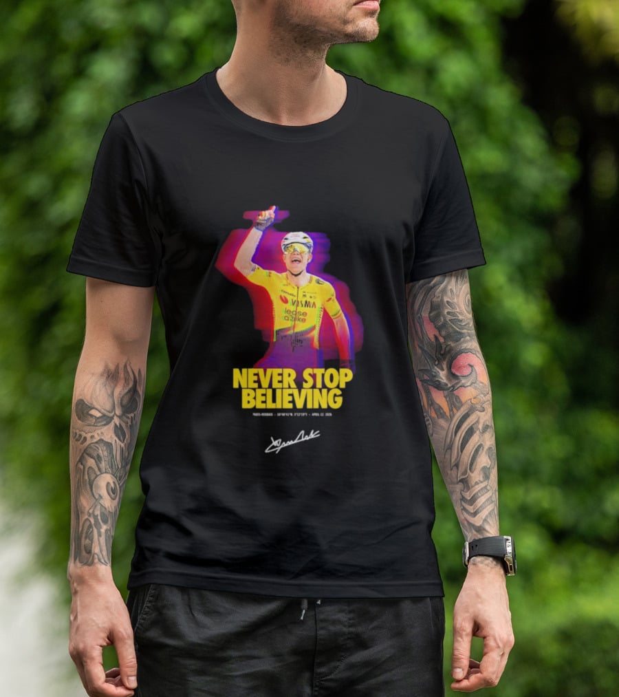 Never Stop Believing Jumbo Visma Leese Quake Signature T-Shirt