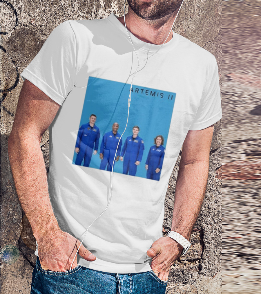 NASA Artemis II Crew Astronauts In Blue Flight Suits Mission Patch T-Shirt