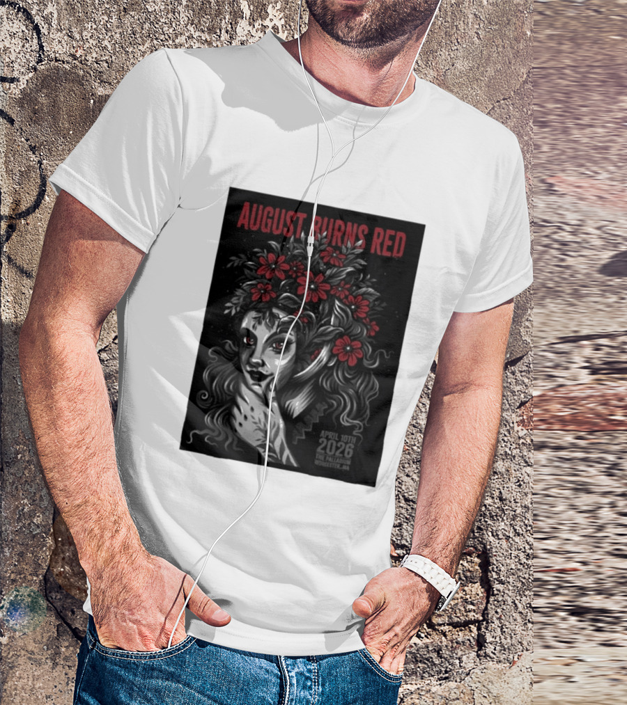 August Burns Red Concert April 10 2026 The Palladium Worcester MA Floral Headpiece T-Shirt