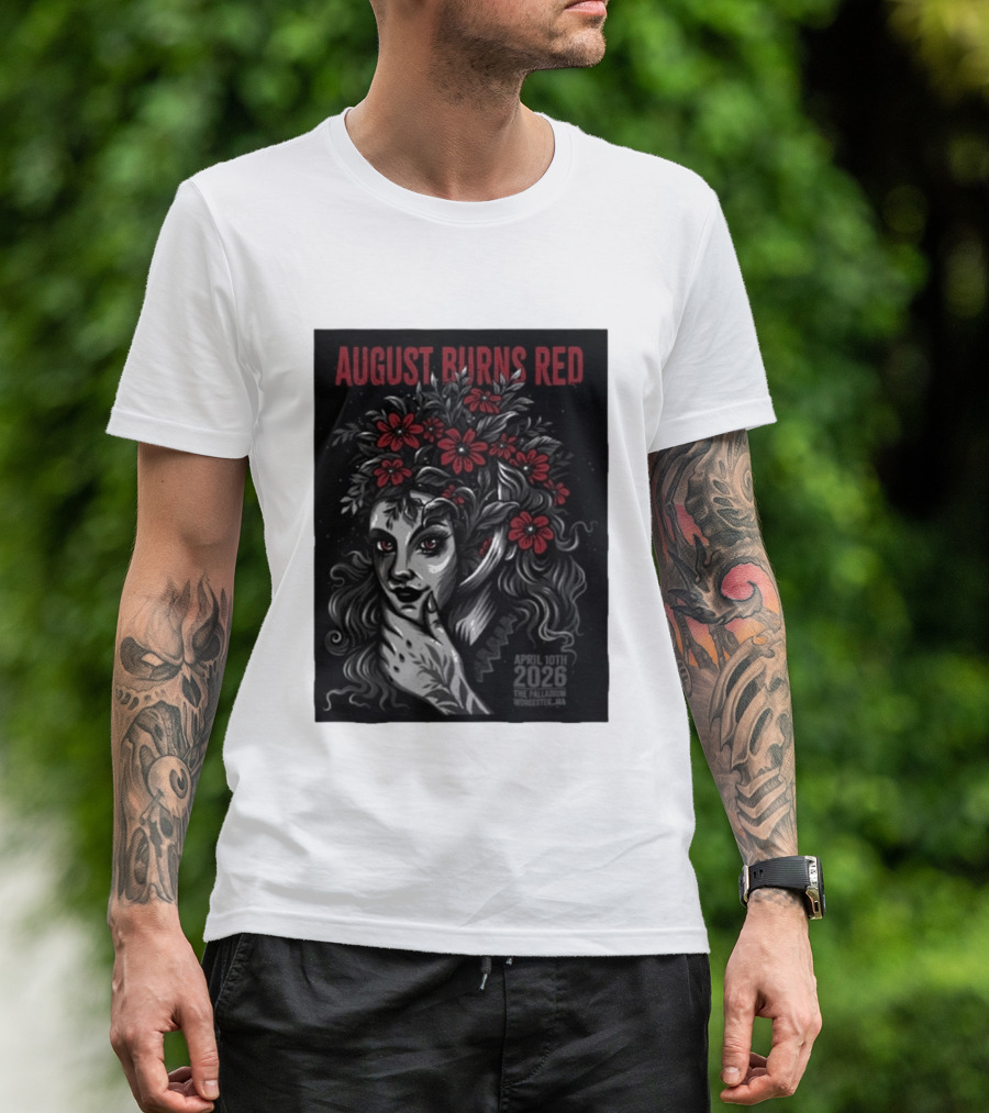 August Burns Red Concert April 10 2026 The Palladium Worcester MA Floral Headpiece T-Shirt