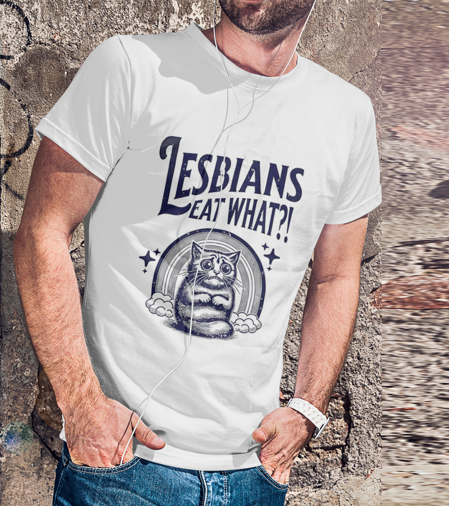 Lesbians Eat What Cat Rainbow Starburst T-Shirt