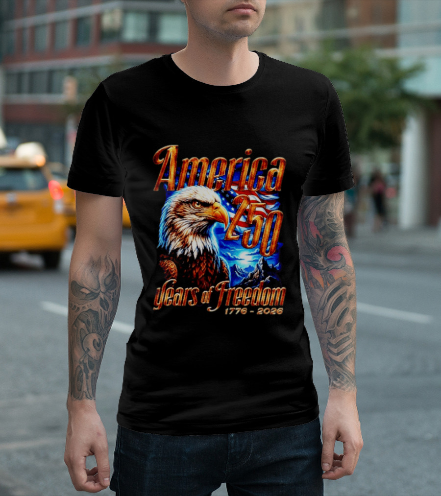 America 250 Years Of Freedom 1776 2026 Eagle Flag T-Shirt