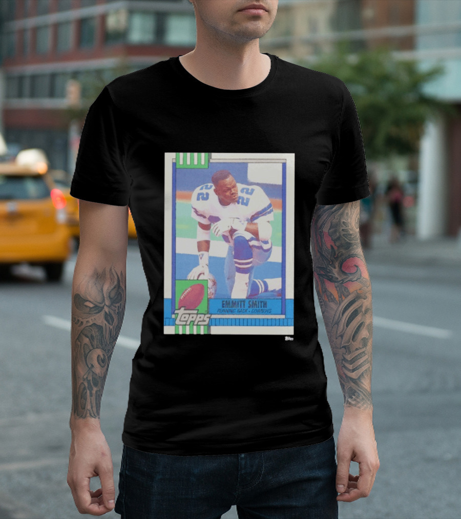 Emmitt Smith Topps Trading Card Running Back Cowboys Football Player T-Shirt