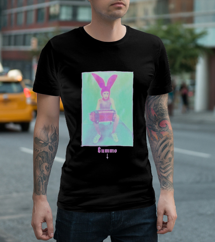 Gummo Bunny With Accordion And Pink Ears T-Shirt