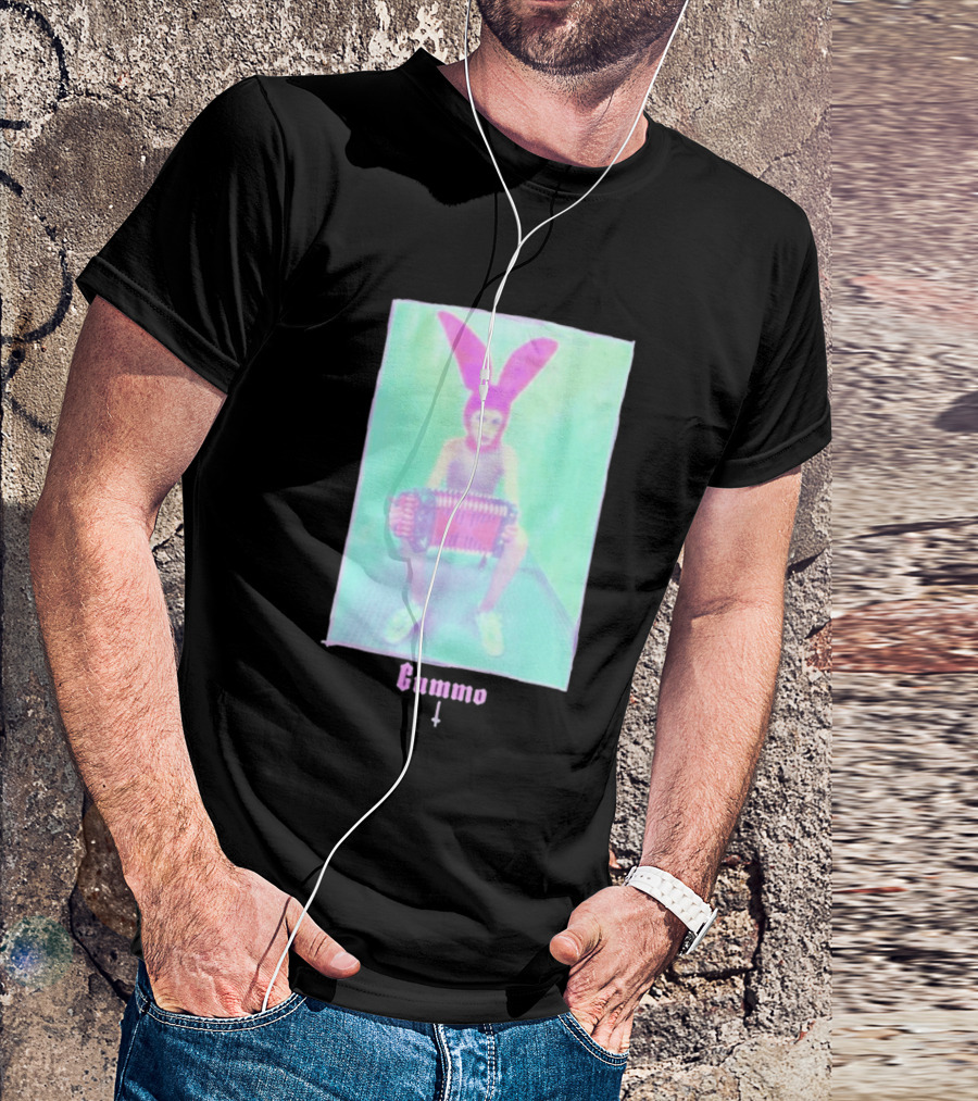 Gummo Bunny With Accordion And Pink Ears T-Shirt