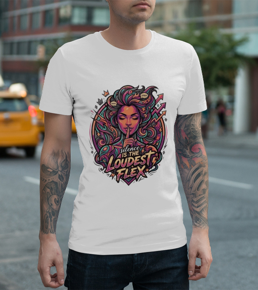 Shhh Silence Is The Loudest Flex Zen Art Nouveau Aesthetic T-Shirt