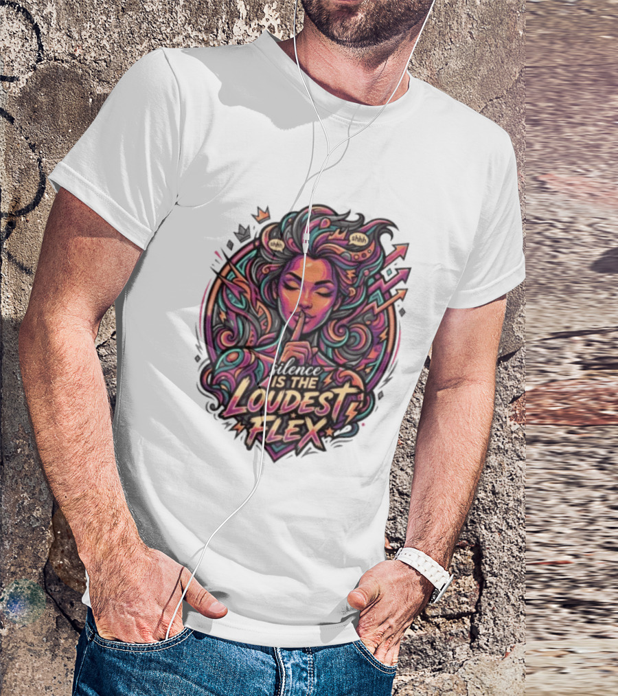 Shhh Silence Is The Loudest Flex Zen Art Nouveau Aesthetic T-Shirt