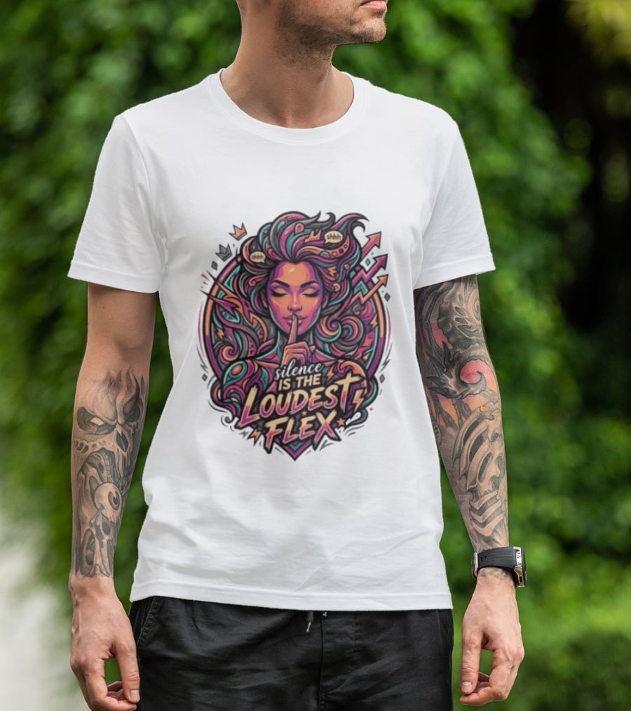 Shhh Silence Is The Loudest Flex Zen Art Nouveau Aesthetic T-Shirt