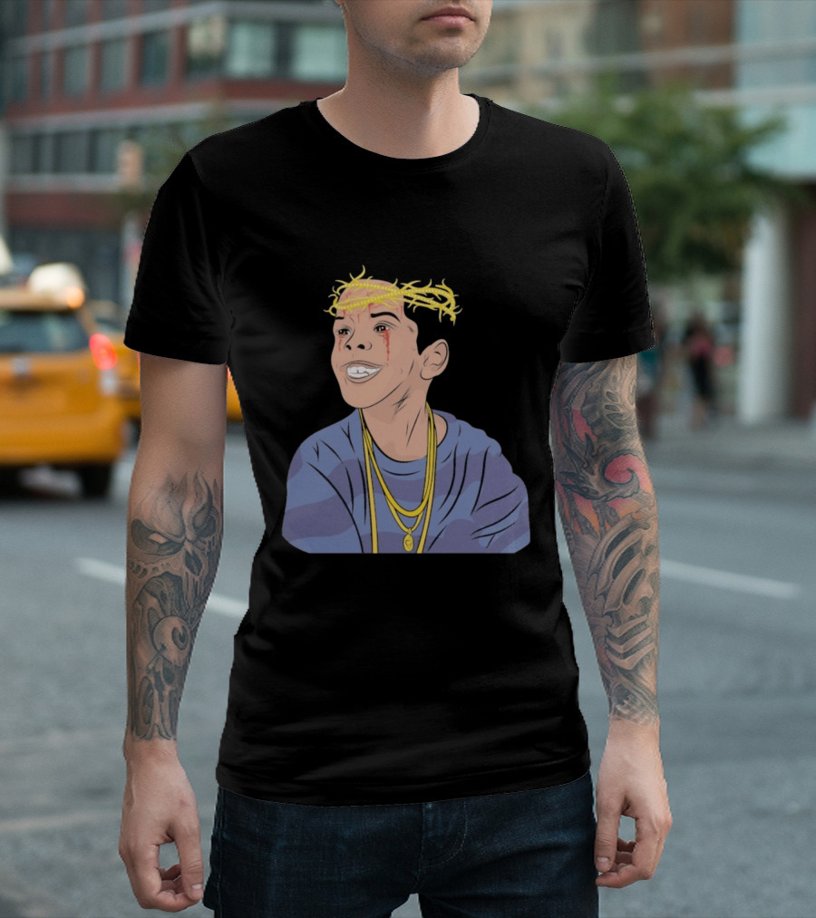 Flygod 10 Year Anniversary Unique Graphic With Golden Crown And Tearful Smile T-Shirt