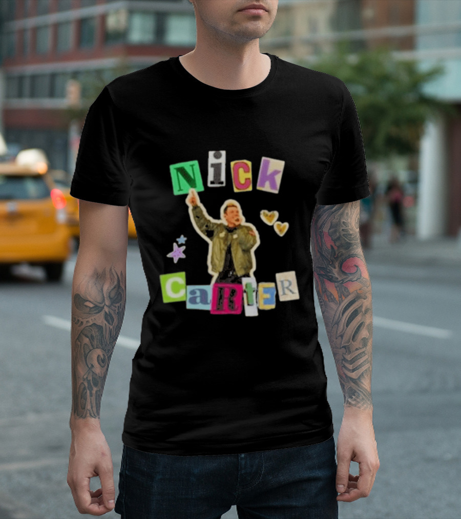 Nick Carter Love Life Tragedy Old School Scrapbook Hearts And Stars Collage T-Shirt