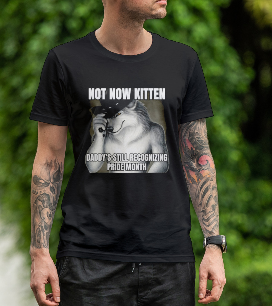 Not Now Kitten Daddy's Still Recognizing Pride Month Wolf T-Shirt