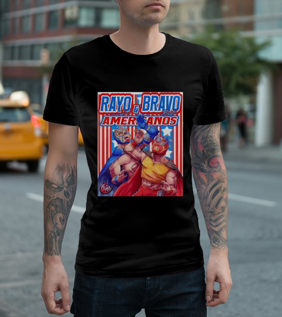 Rayo And Bravo Red Blue Americanos Wrestling Fan Favorite T-Shirt