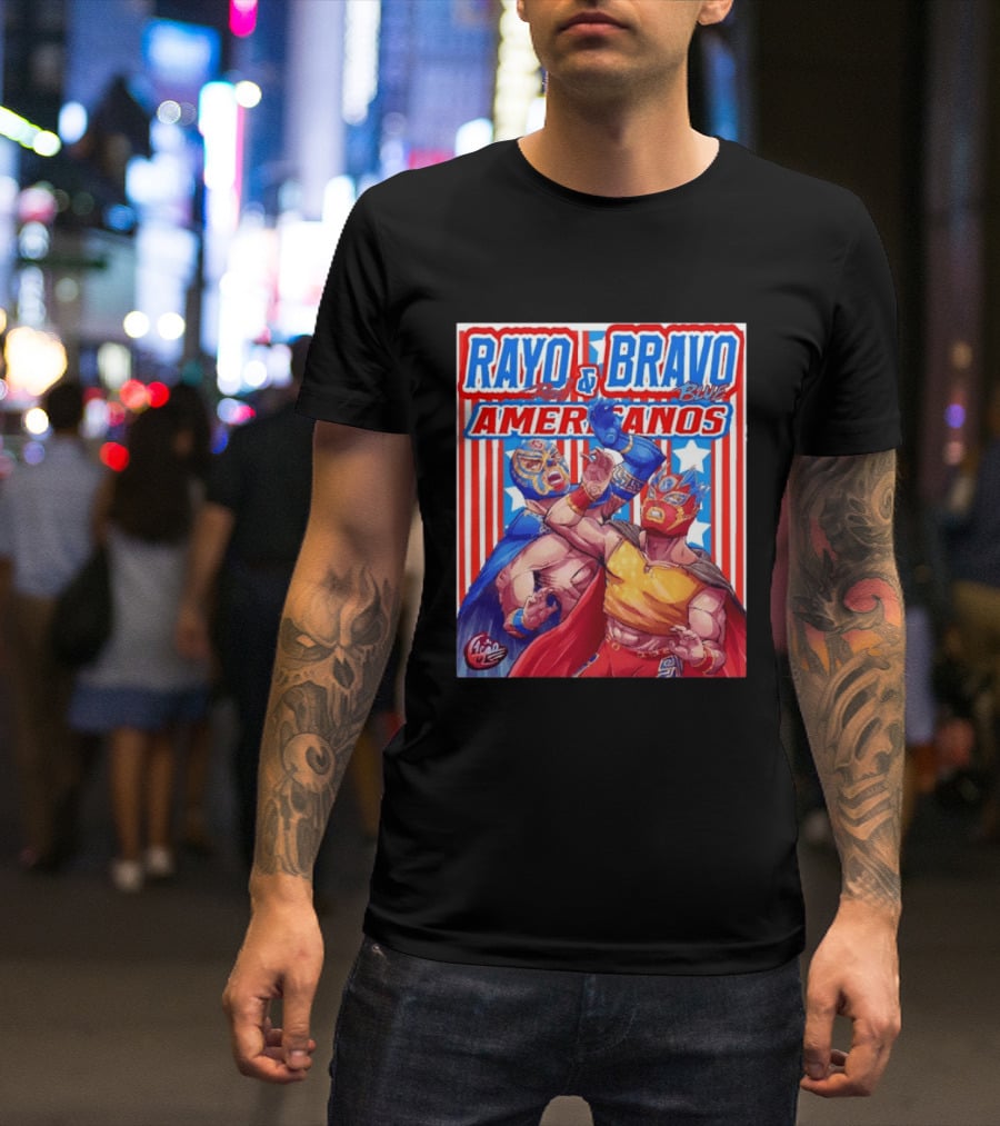 Rayo And Bravo Red Blue Americanos Wrestling Fan Favorite T-Shirt