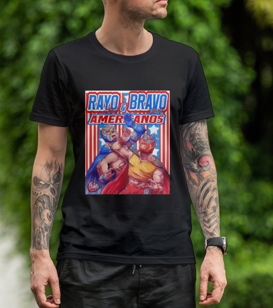 Rayo And Bravo Red Blue Americanos Wrestling Fan Favorite T-Shirt