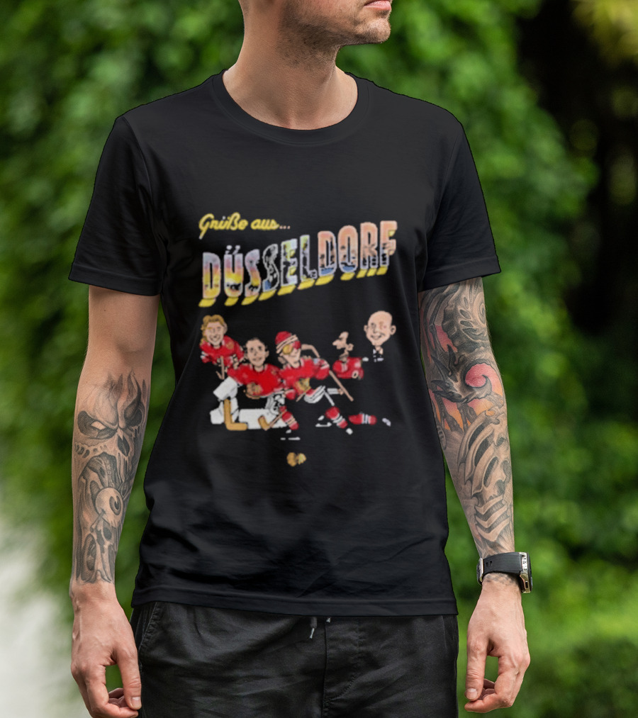 Grüße Aus Düsseldorf Chicago Blackhawks Classic Ice Hockey Scene T-Shirt
