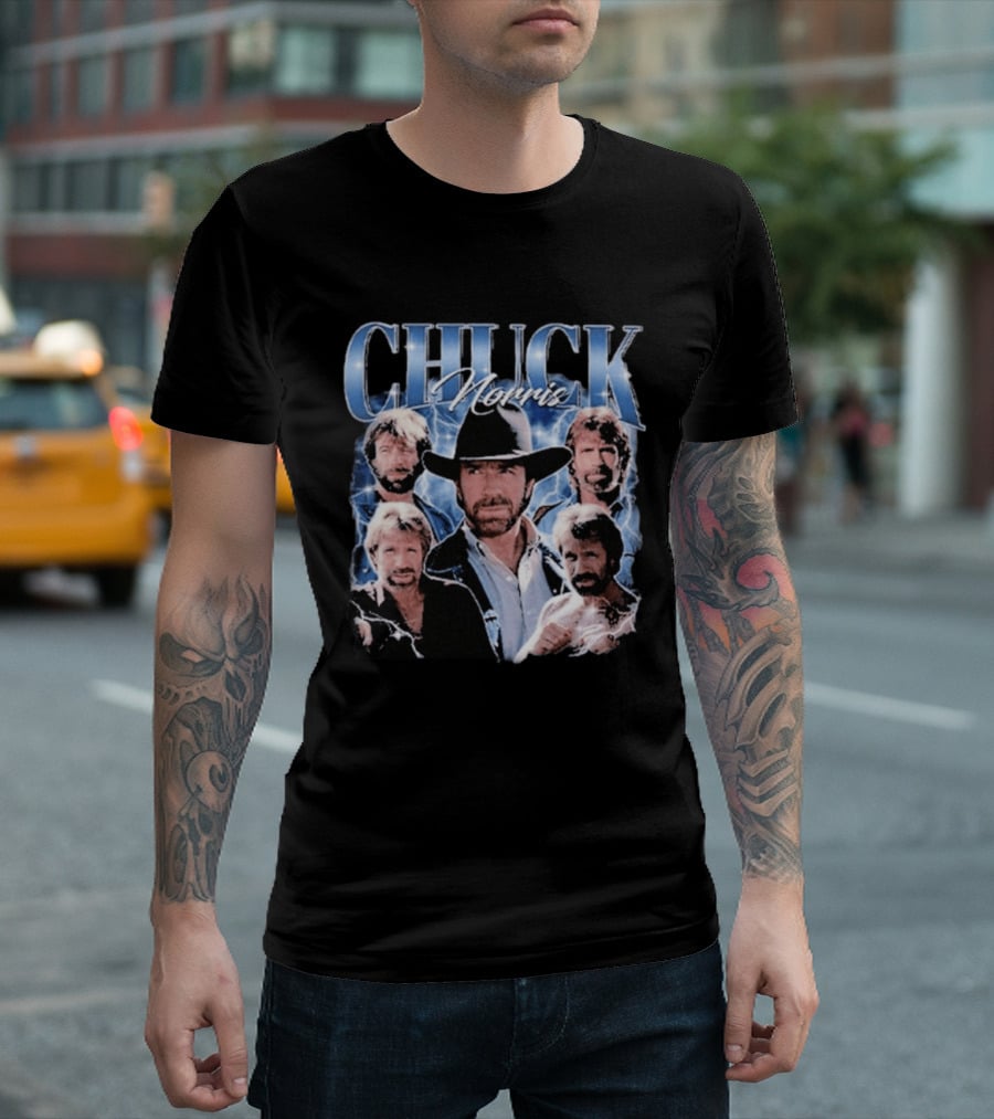 CHUCK NORRIS Iconic Cowboy Multiple Images T-Shirt