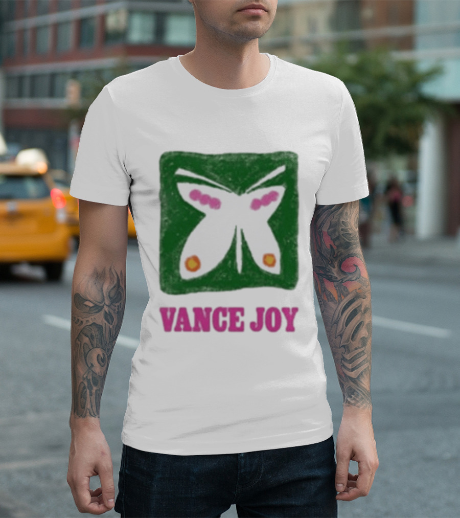 Vance Joy Butterfly Green Pink White T-Shirt