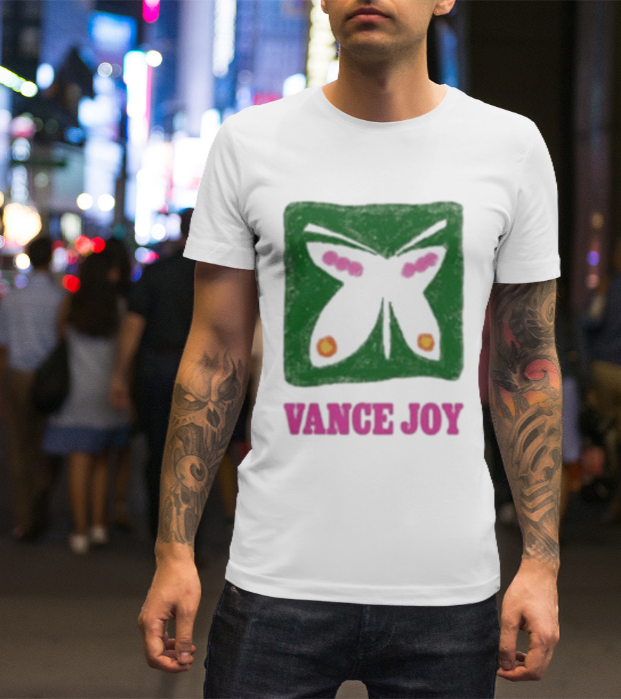 Vance Joy Butterfly Green Pink White T-Shirt