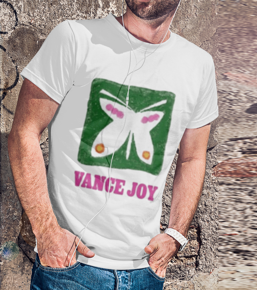 Vance Joy Butterfly Green Pink White T-Shirt