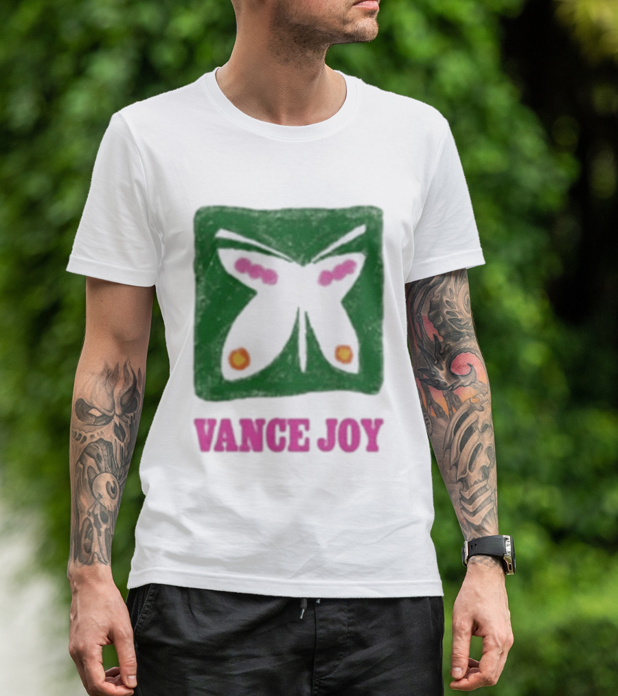 Vance Joy Butterfly Green Pink White T-Shirt
