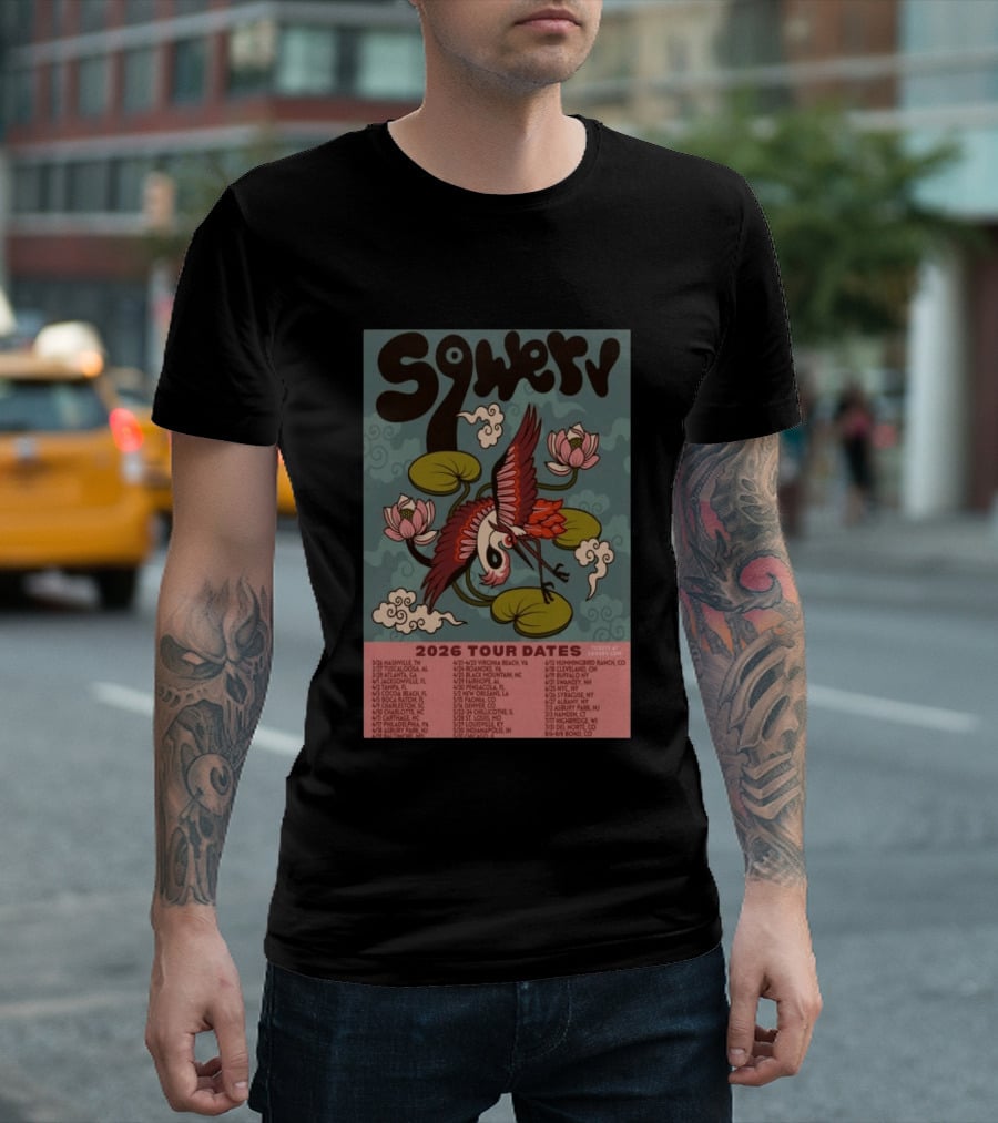 Sqwerv Summer Tour 2026 Crane Lotus Clouds Tour Dates Nashville Tarrytown Jacksonville Chapel Hill Atlanta Eureka Sonoma Santa Barbara T-Shirt