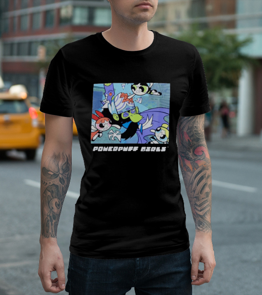 Powerpuff Girls Mojo Jojo Battle Scene Panel T-Shirt