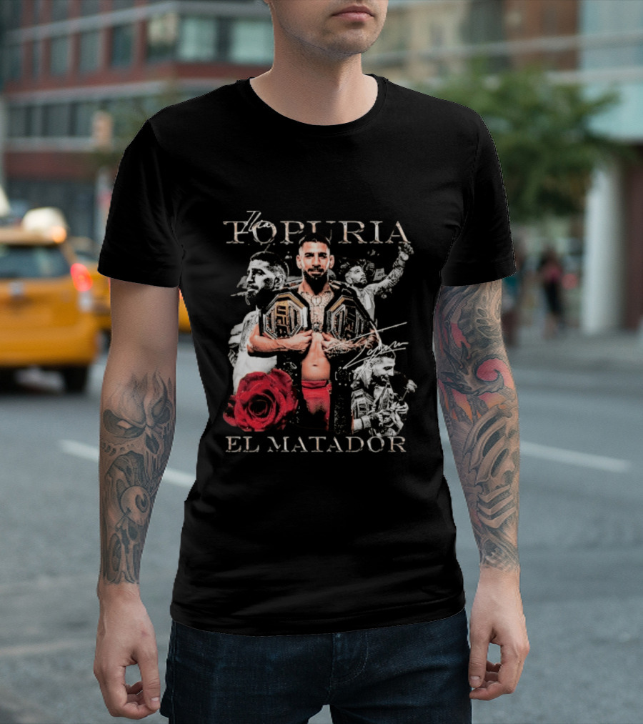 Topuria El Matador Ilia UFC Fighter With Championship Belt Concept T-Shirt