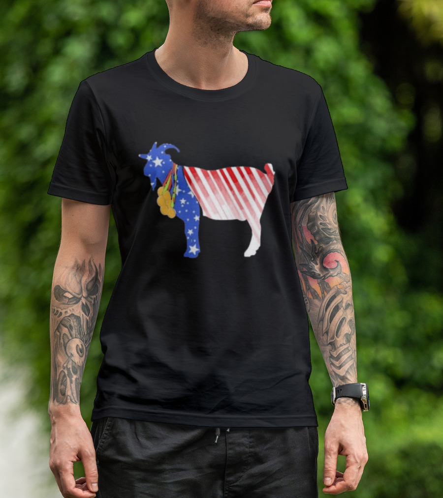 USA GOAT Stars Stripes Olympic Medals T-Shirt