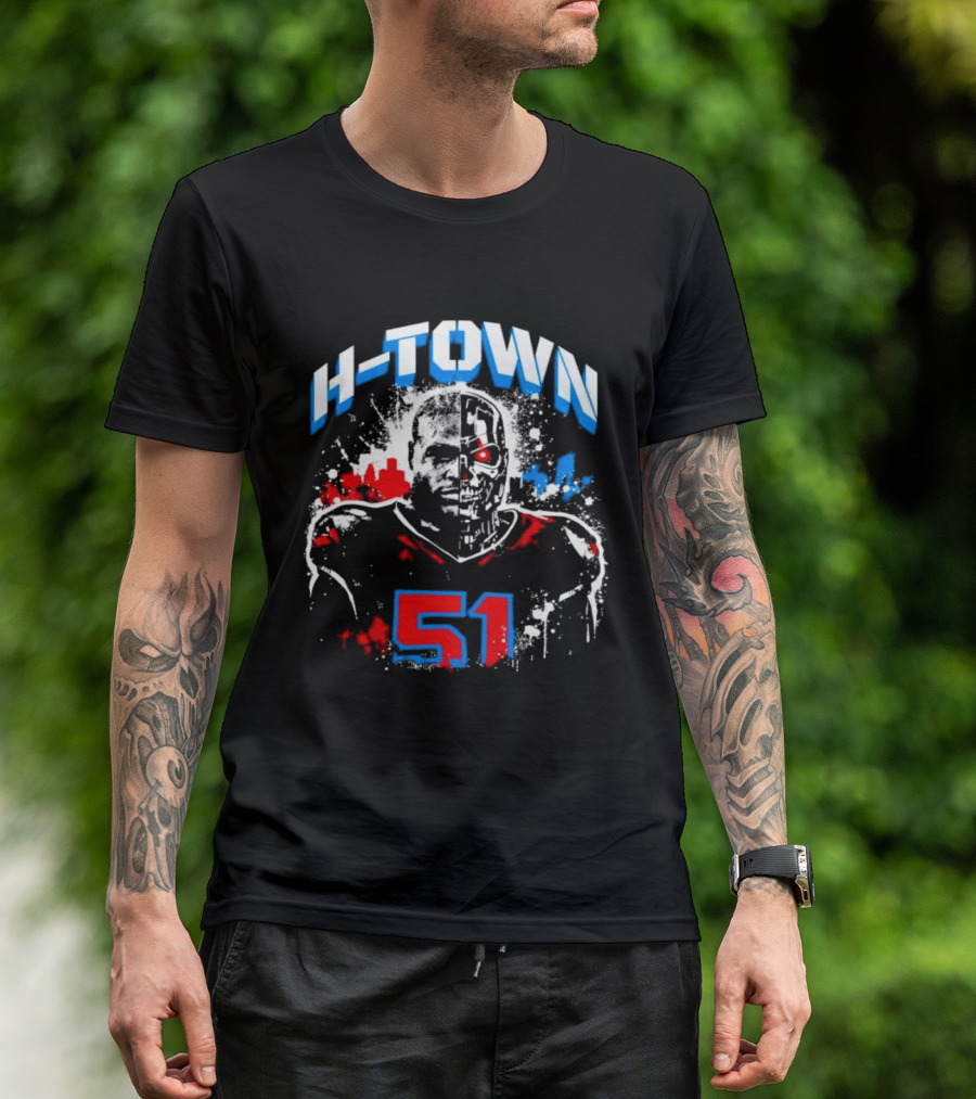 Will Anderson Jr. Number 51 Houston Texans H Town Skyline T-Shirt
