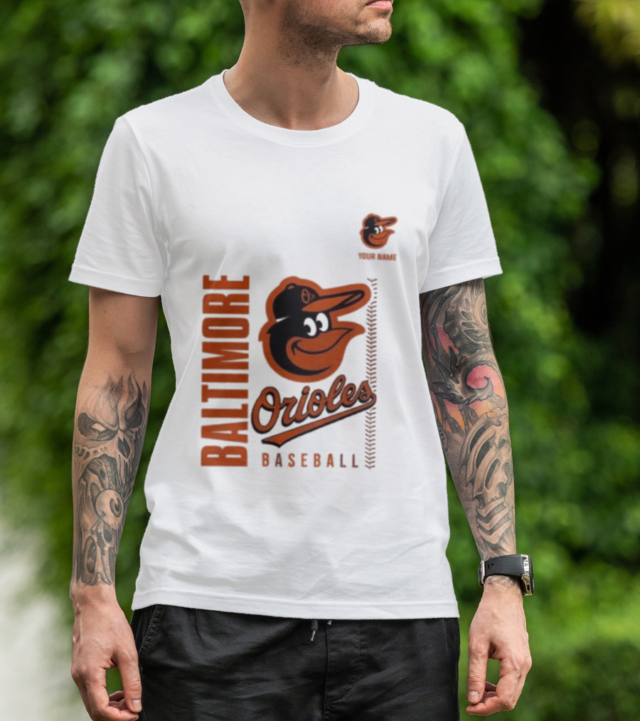 Baltimore Orioles Baseball Team Logo With Mascot Bird T-Shirt