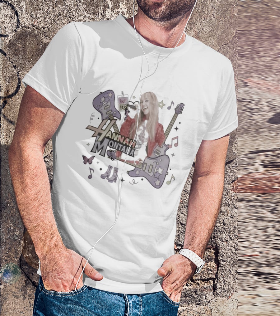 Hannah Montana Y2K Aesthetic Pop Star 2026 Guitar Butterfly Music Notes T-Shirt