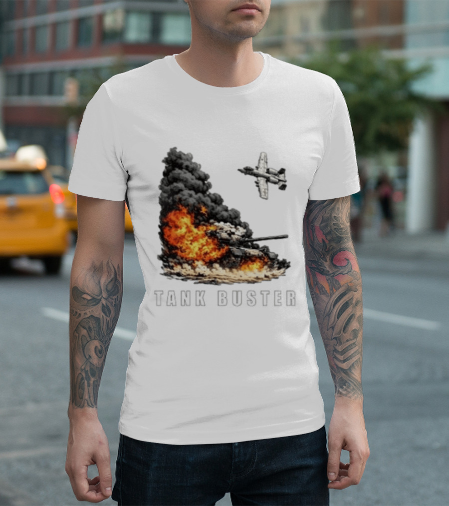 Tank Buster Explosion Fighter Plane Attack T-Shirt