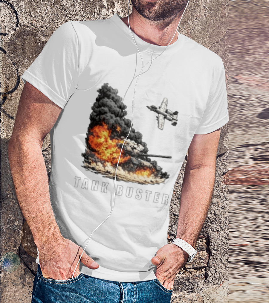 Tank Buster Explosion Fighter Plane Attack T-Shirt