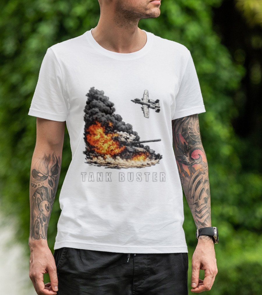 Tank Buster Explosion Fighter Plane Attack T-Shirt