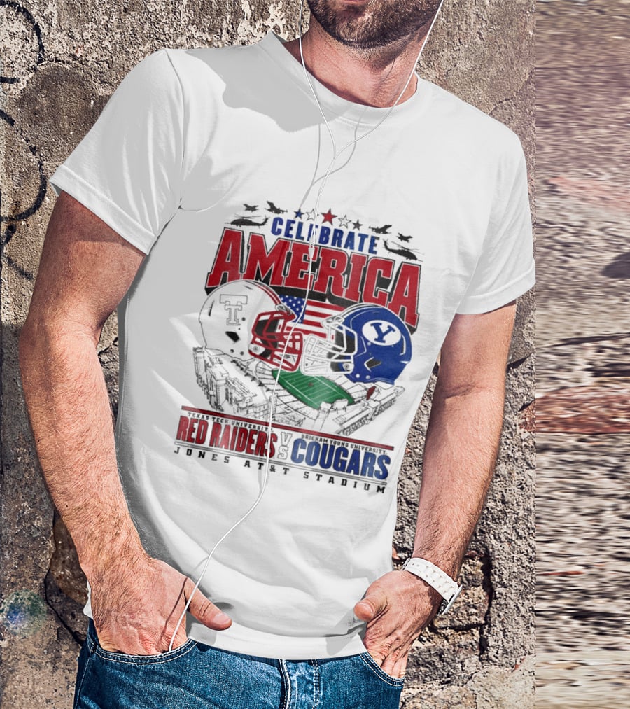 Celebrate America Game Day 2025 Texas Tech Red Raiders Vs Brigham Young Cougars Jones AT&T Stadium T-Shirt