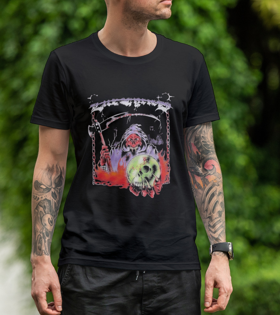 Life Cycles Skeleton Grim Reaper Holding Skull With Scythe Medieval Gothic T-Shirt
