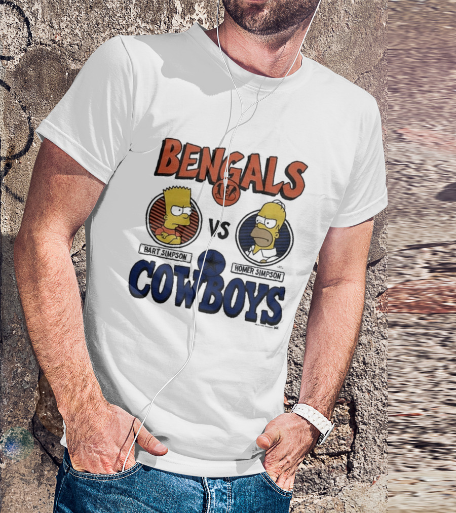 Bengals Vs Cowboys Bart Simpson Homer Simpson T-Shirt