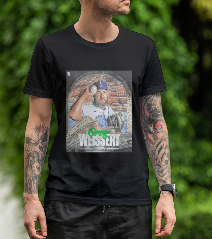 Greg Weissert Italy Pitcher Blue Colosseum Baseball Player T-Shirt