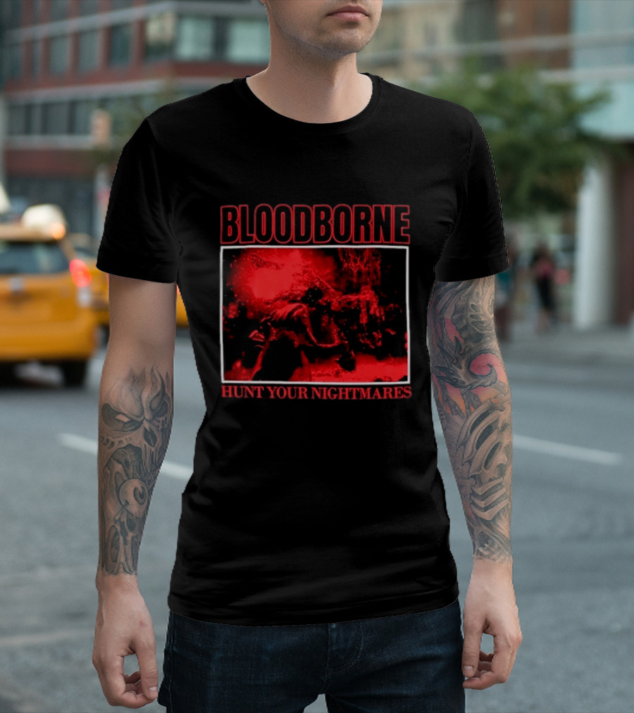 Bloodborne Hunt Your Nightmares Red Hunter Gamers Merch Fan T-Shirt